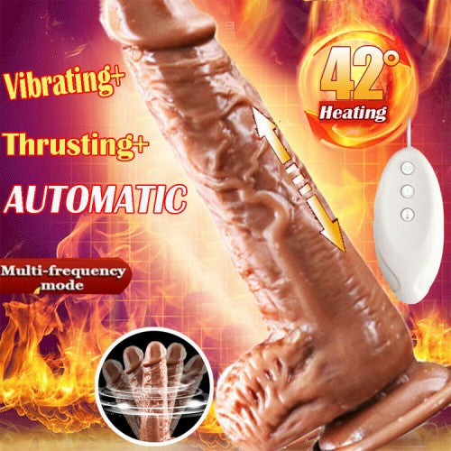 7.5INCH 19CM  VIBRATING DILDO AUTOMATIC THRUSTING HEATING DICK PENIS HANDSFREE REMOTE CONTROL