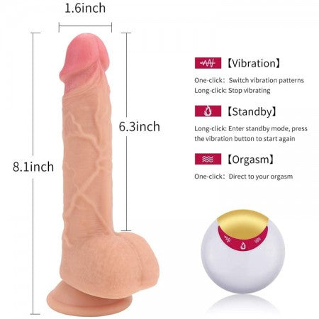 8.1INCH 20CM VIBRATING REALISTIC DILDO G-SPOT DILDOS 360° ROTATION THRUSTING WIRELESS WATERPROOF