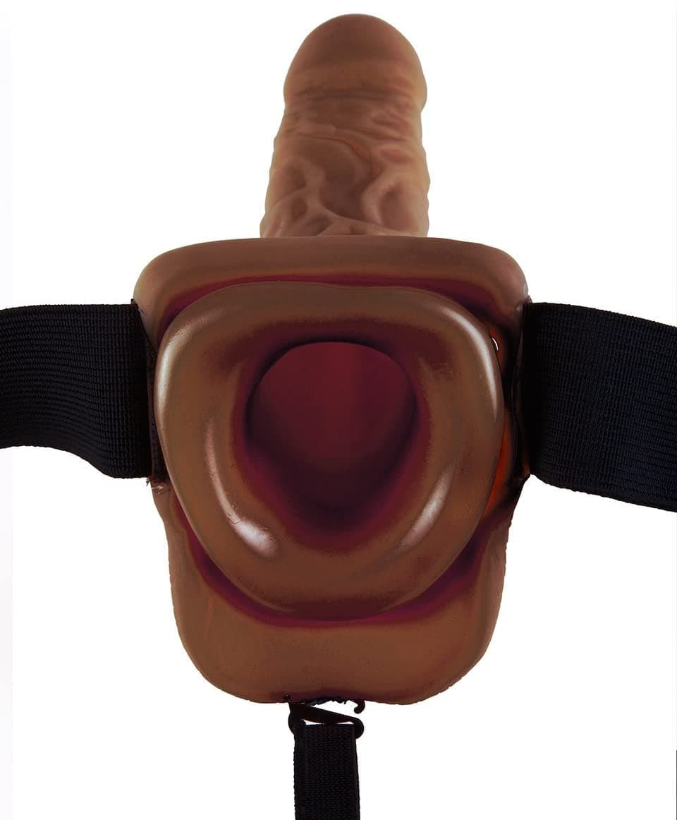 JACKS REAL FEEL Fantasy Fetish Vibrating 9" Hollow Strap-On in Brown { N0 4} - My Store